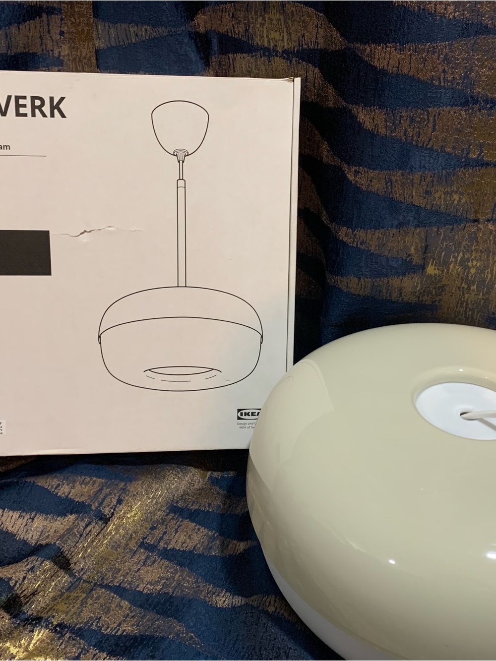 IKEA BLASVERK Dome Pendant Light - Cream and White Gloss